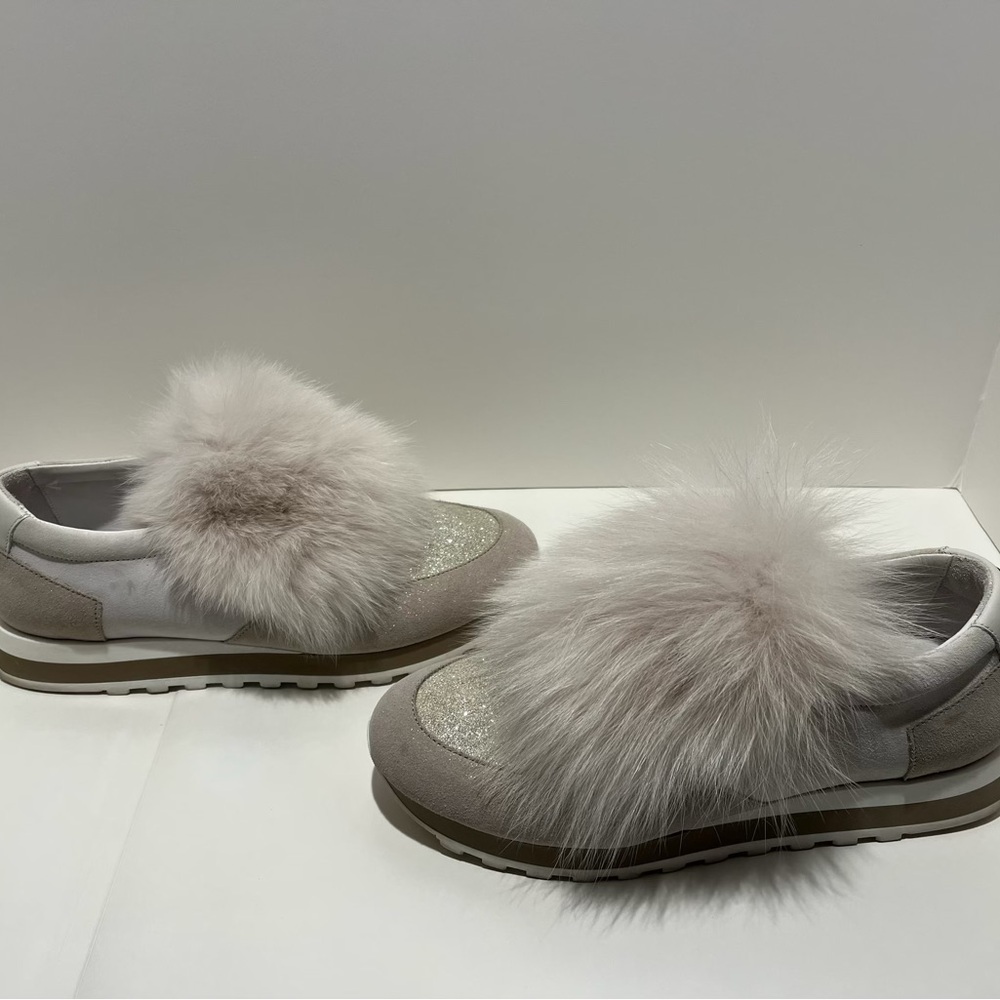 Peserico Gray Suede Faux Fur-Trimmed Chunky Sneakers (41, US 11 - RUNS SMALL) - Picture 6 of 14